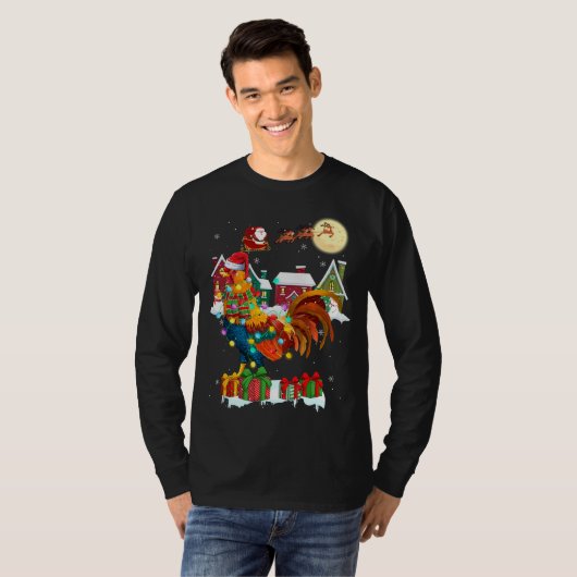 Funny Rooster Weihnachten Ugly Sweater Rooster Xma T-Shirt (Vorne ganz)