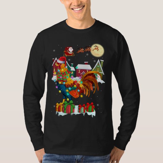 Funny Rooster Weihnachten Ugly Sweater Rooster Xma T-Shirt (Vorderseite)