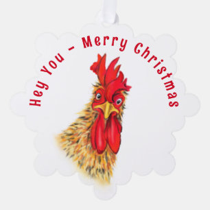 Funny Rooster Weihnachts-Ornament-Karte Custom Tex Ornament Karte
