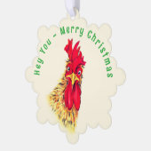 Funny Rooster Weihnachts-Ornament Karten Custom Te (Linke Ecke)