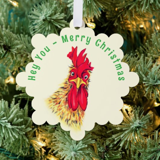 Funny Rooster Weihnachts-Ornament Karten Custom Te (Insitu (Baum))