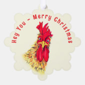Funny Rooster Weihnachts-Ornament Karten Custom Te (Rückseite)