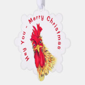 Funny Rooster Weihnachtsausstellung Card Ornament Karte (Linke Ecke)