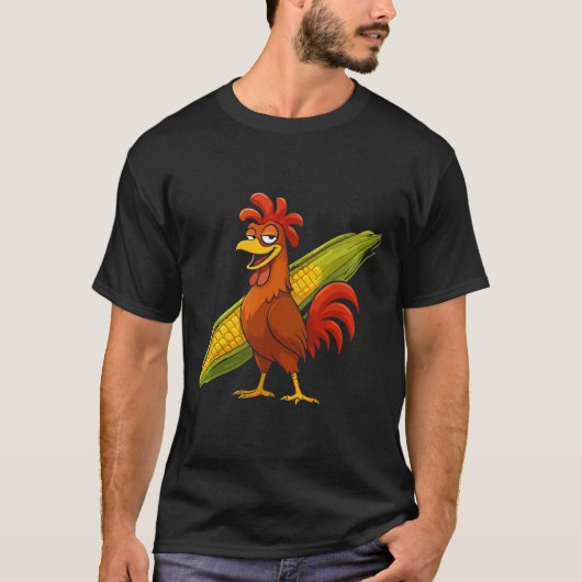 Funny Rooster With Corn Cob Thanksgiving Chicken F T-Shirt (Vorderseite)