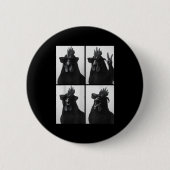 Funny Rooster With Sungles Photobooth Selfie Farm  Button (Vorderseite)