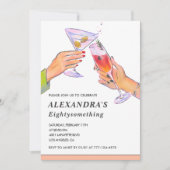 Funny Rose Gold Cocktail Champagne 82. Geburtstag Einladung (Vorderseite)