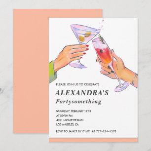 Funny Rose Gold Cocktail Champagner 46. Geburtstag Einladung