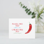 Funny Rose sind Red Chili Gedicht Valentine's Day Postkarte (Stehend Vorderseite)