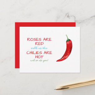Funny Rose sind Red Chili Gedicht Valentine's Day Postkarte