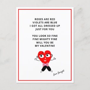 Funny Rose sind Red Gedicht Valentinstag Girlfrien Feiertagspostkarte