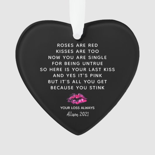 Funny Rose sind Red Poem Boyfriend Breakname Ornament (Vorderseite)