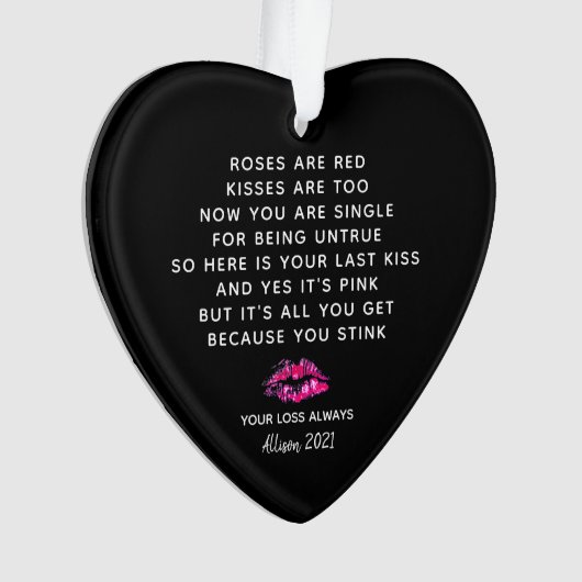 Funny Rose sind Red Poem Boyfriend Breakname Ornament (Vorderseite)