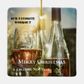 Funny Rosé Wine Workout Personalisiert Keramikornament (Rückseite)