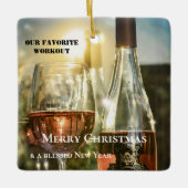 Funny Rosé Wine Workout Personalisiert Keramikornament (Vorderseite)