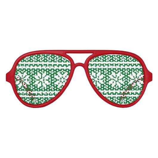 Funny rot und grün Ugly Christmas Sweater Sonnenbrille (Vorderseite)