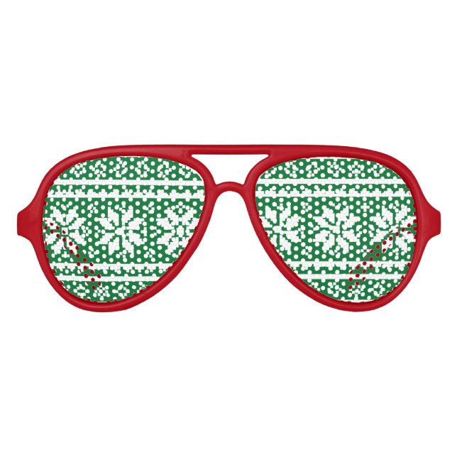 Funny rot und grün Ugly Christmas Sweater Sonnenbrille (Vorderseite)