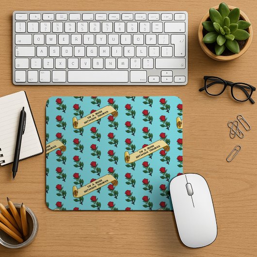 Funny Rote Rose bin ich eine Rose zwischen Thorns Mousepad