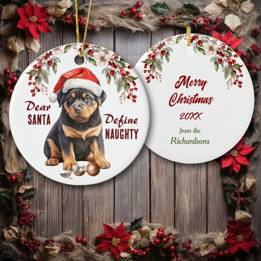 Funny Rottweiler definiert Schönheit Weihnachten Keramik Ornament