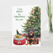 Funny Rottweiler Dog Bereit für Weihnachten (Vorderseite)
