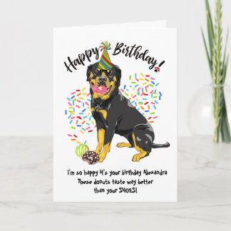 Funny Rottweiler Hund Geburtstagskarte Donuts Einladung