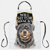 Funny Rottweiler Hund sitzt für Snacks Aquarellkun Schürze (Vorderseite)