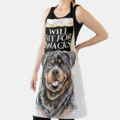 Funny Rottweiler Hund sitzt für Snacks Aquarellkun Schürze (InSitu)