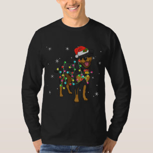 Funny Rottweiler Hund Weihnachtslicht Welpe Hund L T-Shirt