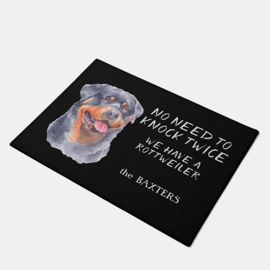 Funny Rottweiler Keine Notwendigkeit zu knock zwei Fußmatte (Schrägansicht)