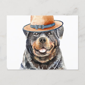 Funny Rottweiler mit Hut Feiertagspostkarte