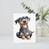 Funny Rottweiler Postkarte (Stehend Vorderseite)
