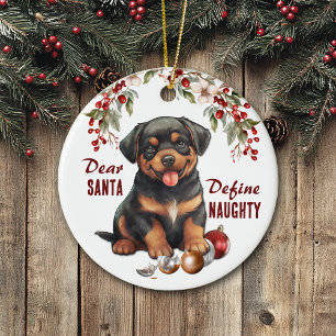 Funny Rottweiler Pup definiert Schönheit Weihnacht Keramik Ornament