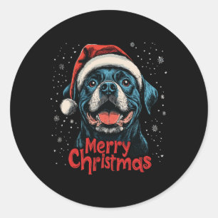 Funny Rottweiler Santa Merry Weihnachten Rottie Li Runder Aufkleber