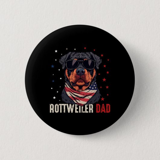 Funny Rottweiler Vater US Stars 4. Juli Väter Button (Vorderseite)