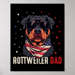 Funny Rottweiler Vater US Stars 4. Juli Väter Poster