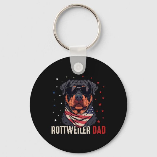 Funny Rottweiler Vater US Stars 4. Juli Väter Schlüsselanhänger (Vorderseite)