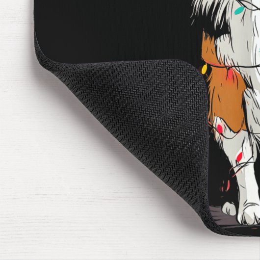 Funny Rough Collie Christmas Graphics Dog Lights L Mousepad (Ecke)