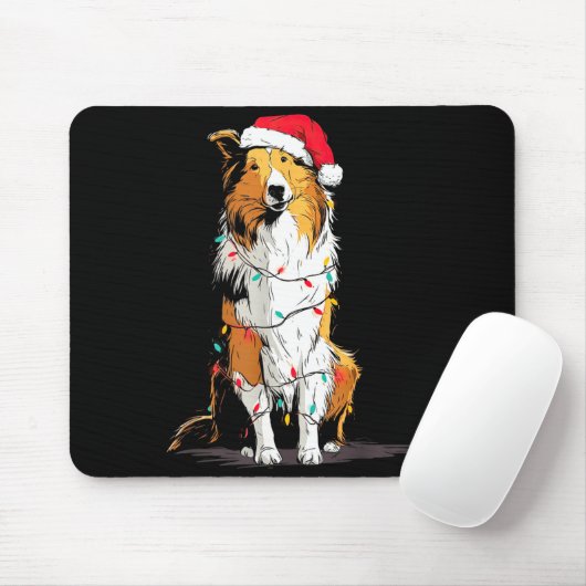 Funny Rough Collie Christmas Graphics Dog Lights L Mousepad (Mit Mouse)
