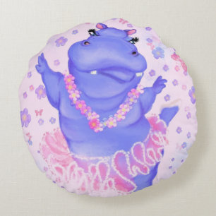 Funny Round Pillow Ballerina Hippo Ballet Dancer Rundes Kissen