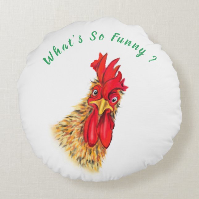 Funny Round Pillow mit überraschendem Rooster Rundes Kissen (Rückseite)