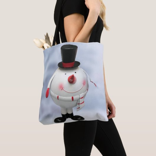 Funny Round Snowman Weihnachten Tasche (Von Nahem)