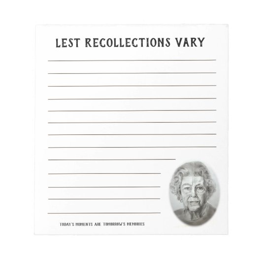 Funny Royal Queen Elizabeth Custom Text Notepad Notizblock (Vorderseite)