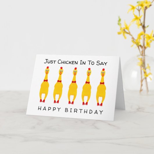 Funny Rubber Chicken Birthday Karte (Gelbe Blume)