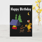 Funny Rubber Chicken Camping Cartoon Karte (Gelbe Blume)