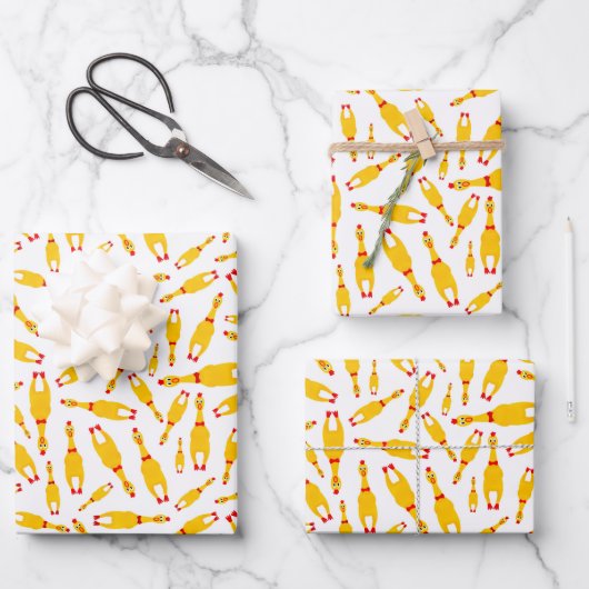 Funny Rubber Chicken Geschenkpapier Set (Vorderseite)