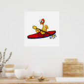 Funny Rubber Chicken Kayaking Cartoon Poster (Küche)