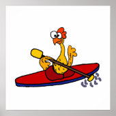 Funny Rubber Chicken Kayaking Cartoon Poster (Vorne)