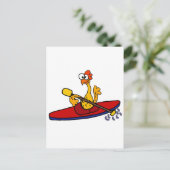Funny Rubber Chicken Kayaking Cartoon Postkarte (Stehend Vorderseite)