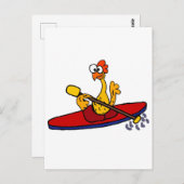 Funny Rubber Chicken Kayaking Cartoon Postkarte (Vorne/Hinten)