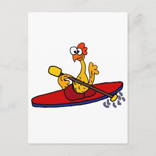 Funny Rubber Chicken Kayaking Cartoon Postkarte (Vorderseite)