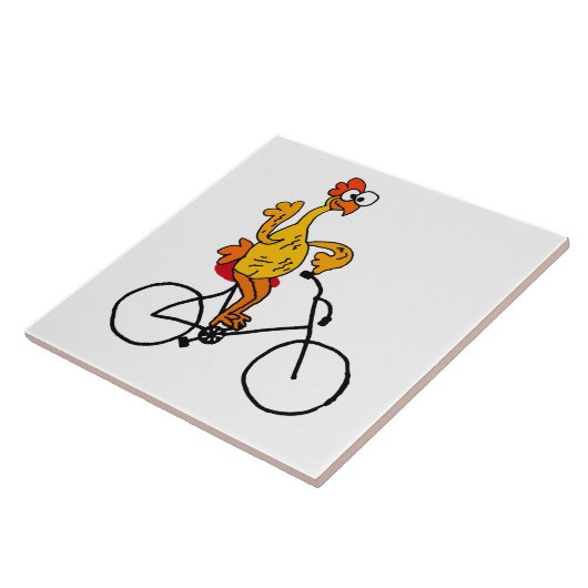 Funny Rubber Chicken Riding Bicycle Fliese (Seite)